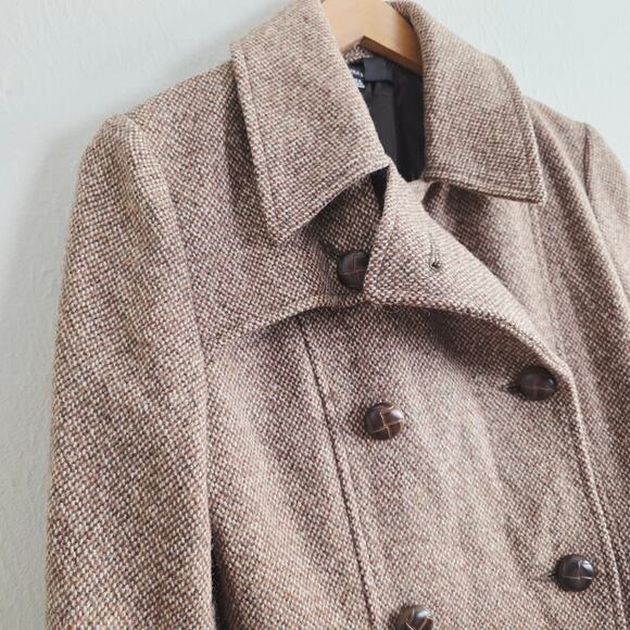 Zara Wool Brown Double-Breasted Peacoat - Picture 3 of 12